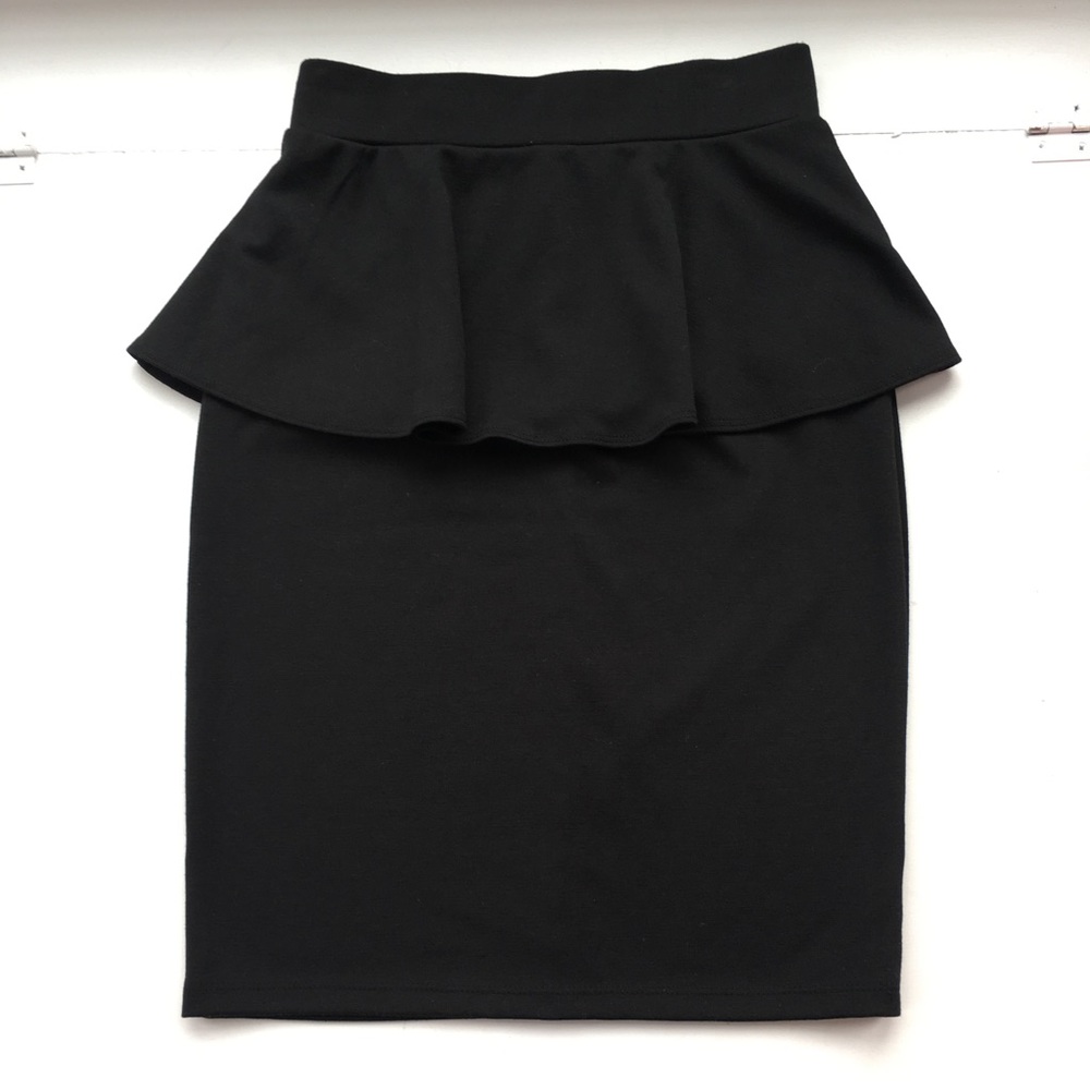 Peplum black pencil skirt